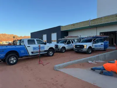 On Track Garage Door service truck fleet ready for commercial installation